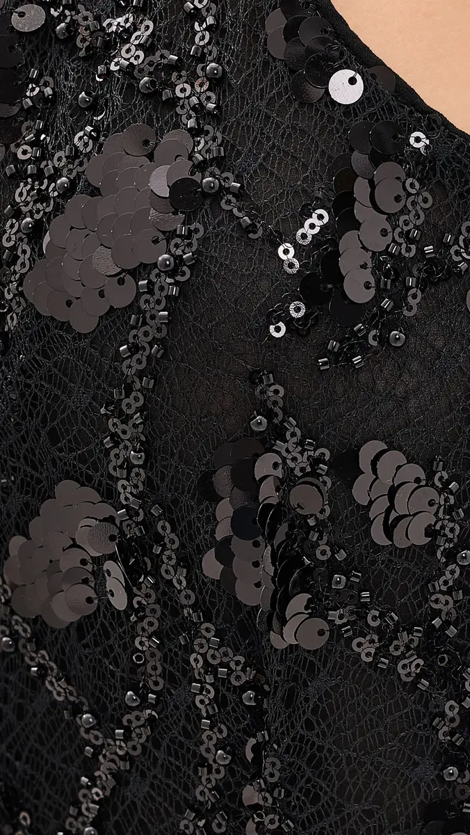Guizio Gisele Sequin Lace Dress Black | Thumbnail 6