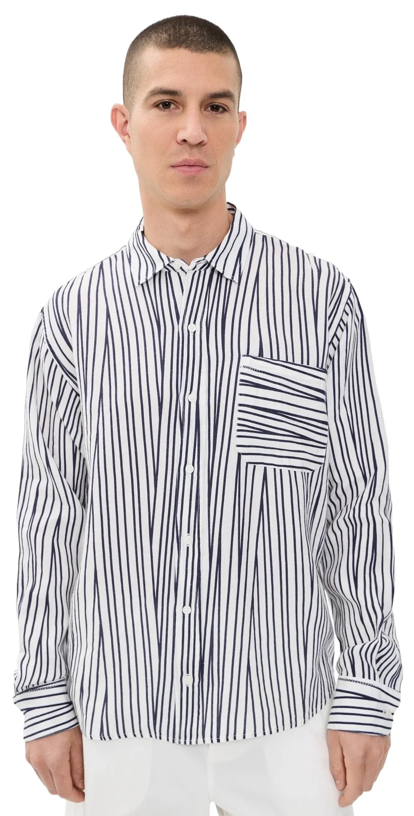Grasmoor Linen Crossover Stripe Shirt Grasmoor Linen Crossover Stripe Shirt