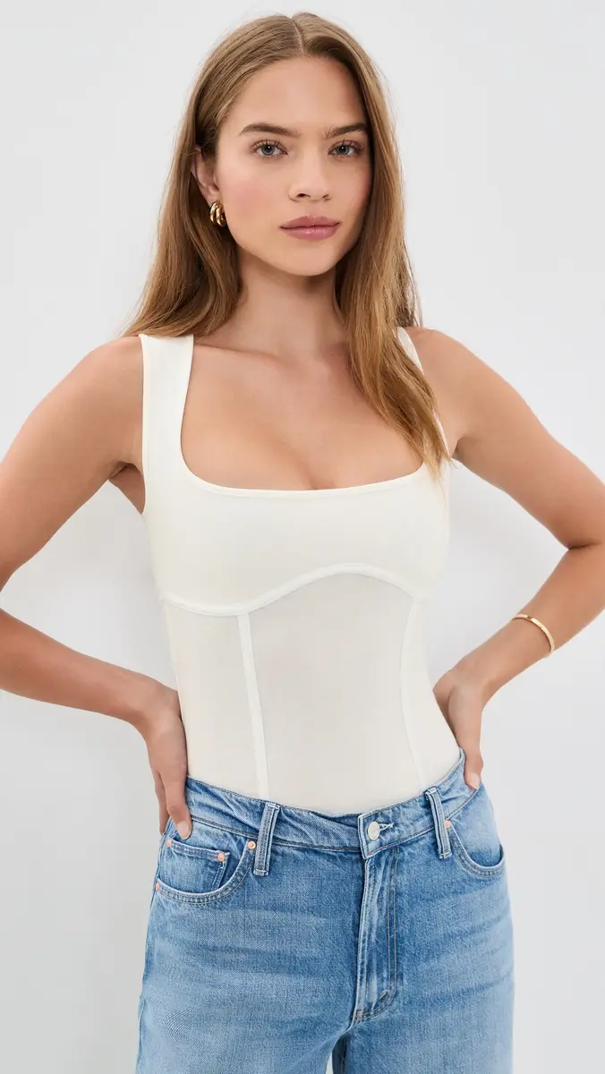 Fleur du Mal Cotton Scoop Neck Thong Bodysuit | Thumbnail 2
