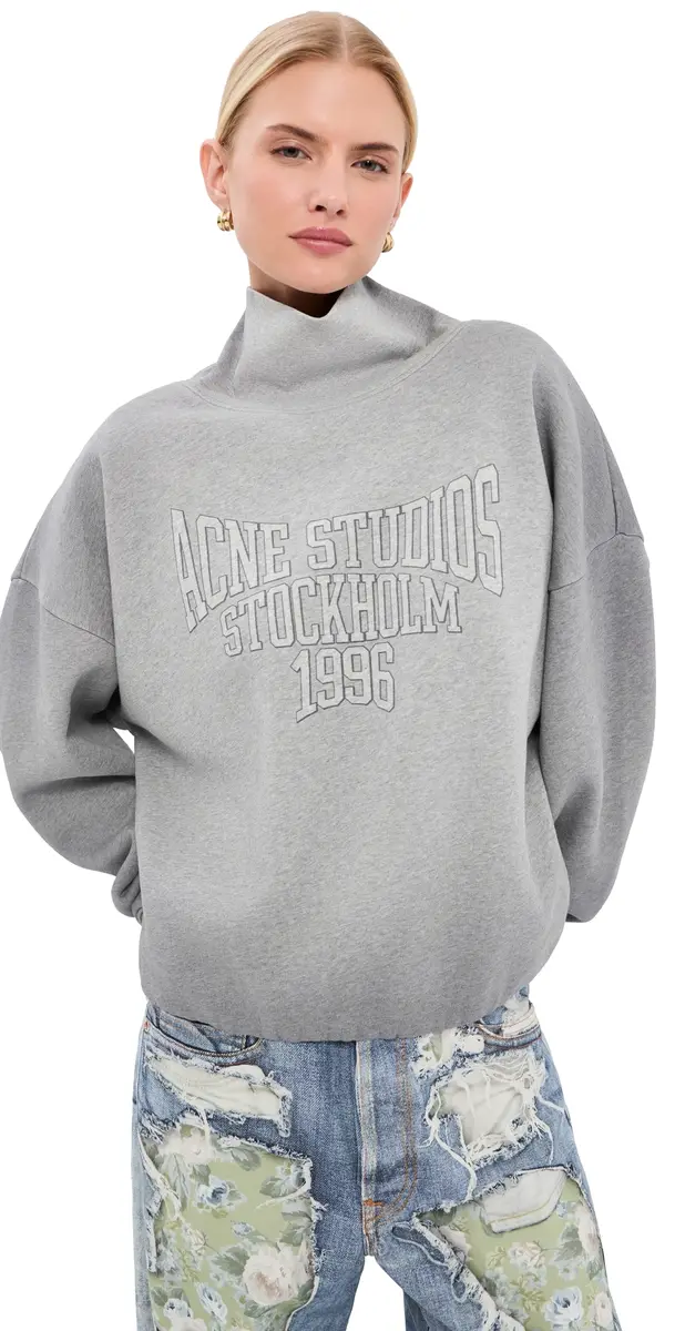 Acne Studios Funnel Neck Sweatshirt Grey Melange L | Image 1 Acne Studios Funnel Neck Sweatshirt Grey Melange L | Image 1