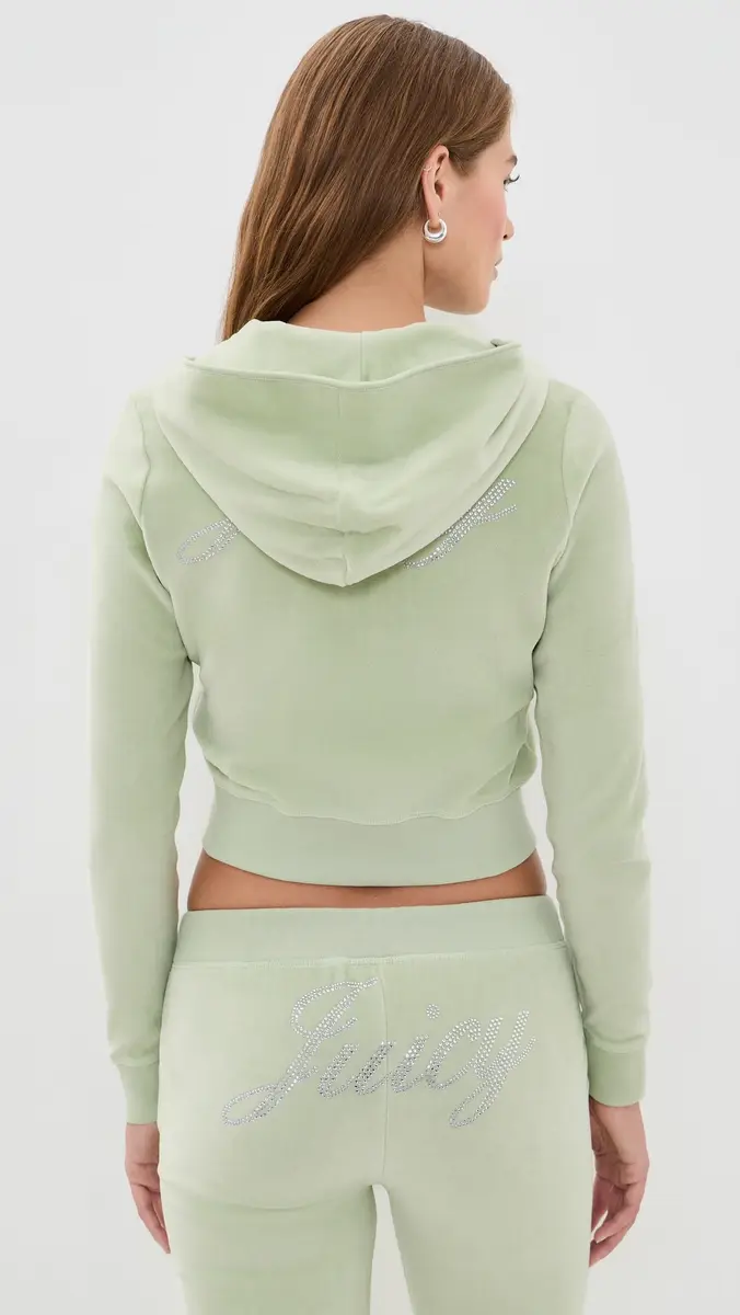 Sporty & Rich Juicy Script Velour Zip Hoodie | Thumbnail 3 Sporty & Rich Juicy Script Velour Zip Hoodie | Thumbnail 3
