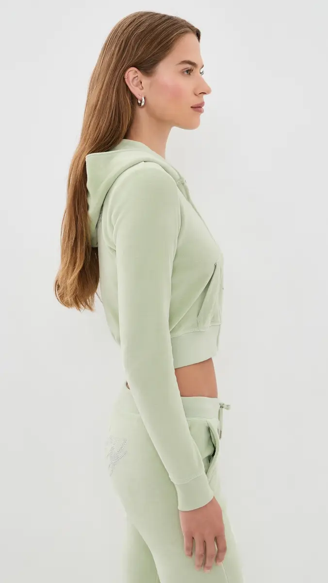 Sporty & Rich Juicy Script Velour Zip Hoodie | Thumbnail 4 Sporty & Rich Juicy Script Velour Zip Hoodie | Thumbnail 4