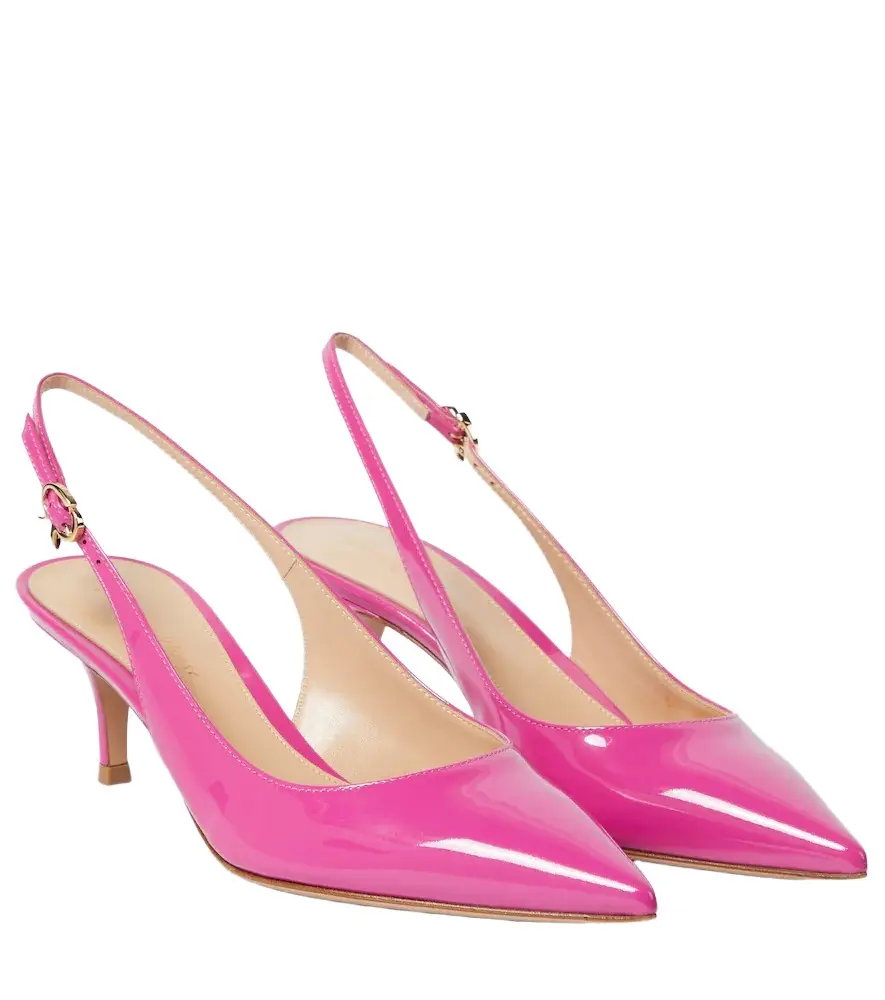 Gianvito Rossi Ribbon patent leather slingback pumps