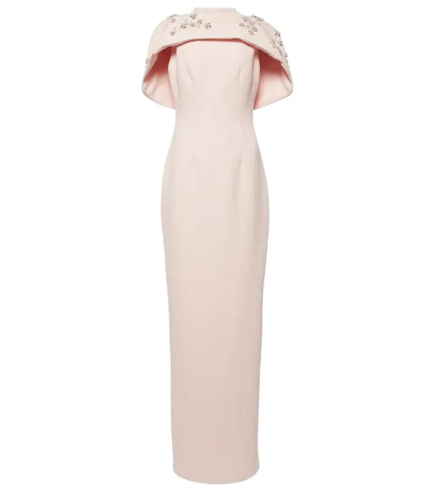 Safiyaa Embellished caped crêpe gown | Image 1 Safiyaa Embellished caped crêpe gown | Image 1