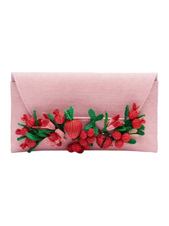 Botanica appliqué raffia clutch Botanica appliqué raffia clutch