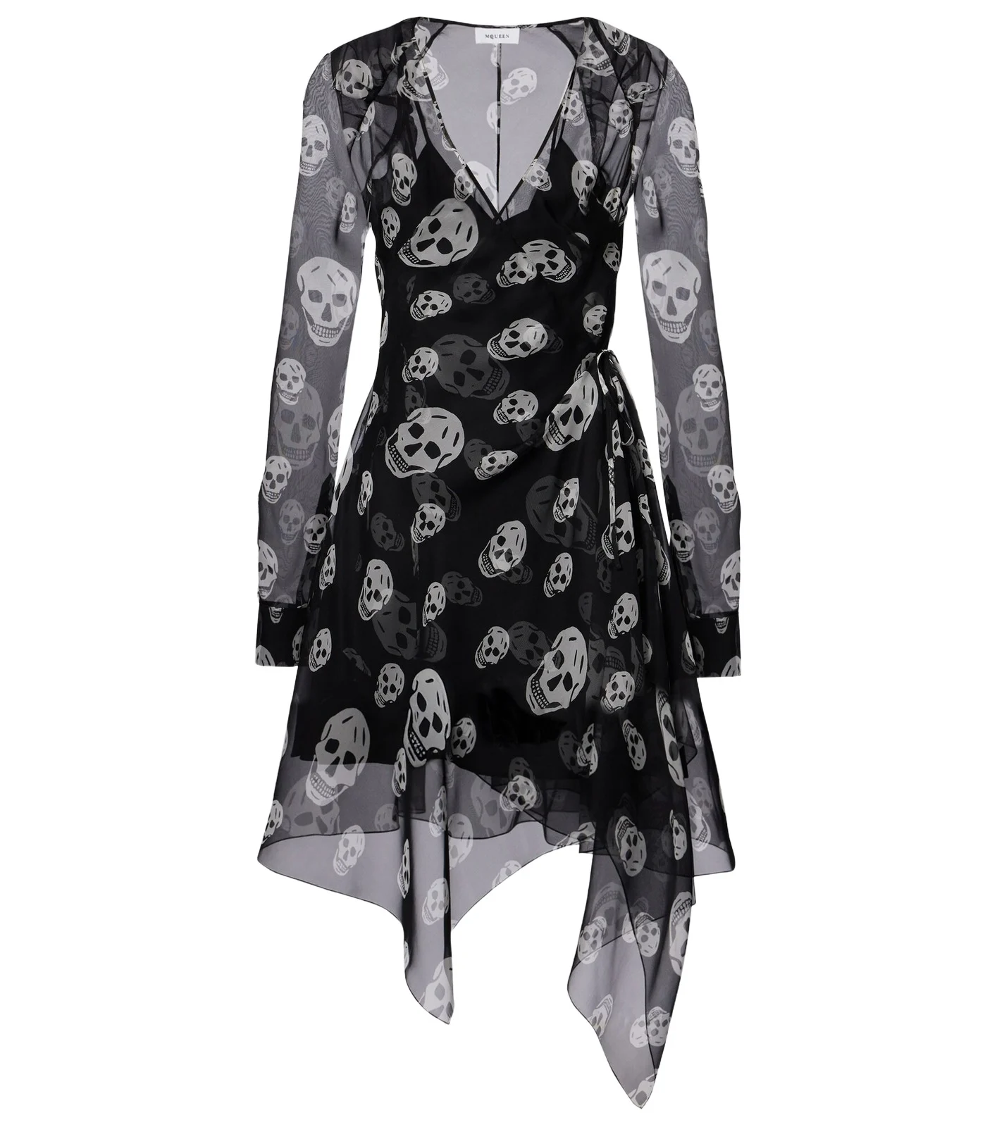 Skull asymmetric silk chiffon wrap dress Skull asymmetric silk chiffon wrap dress