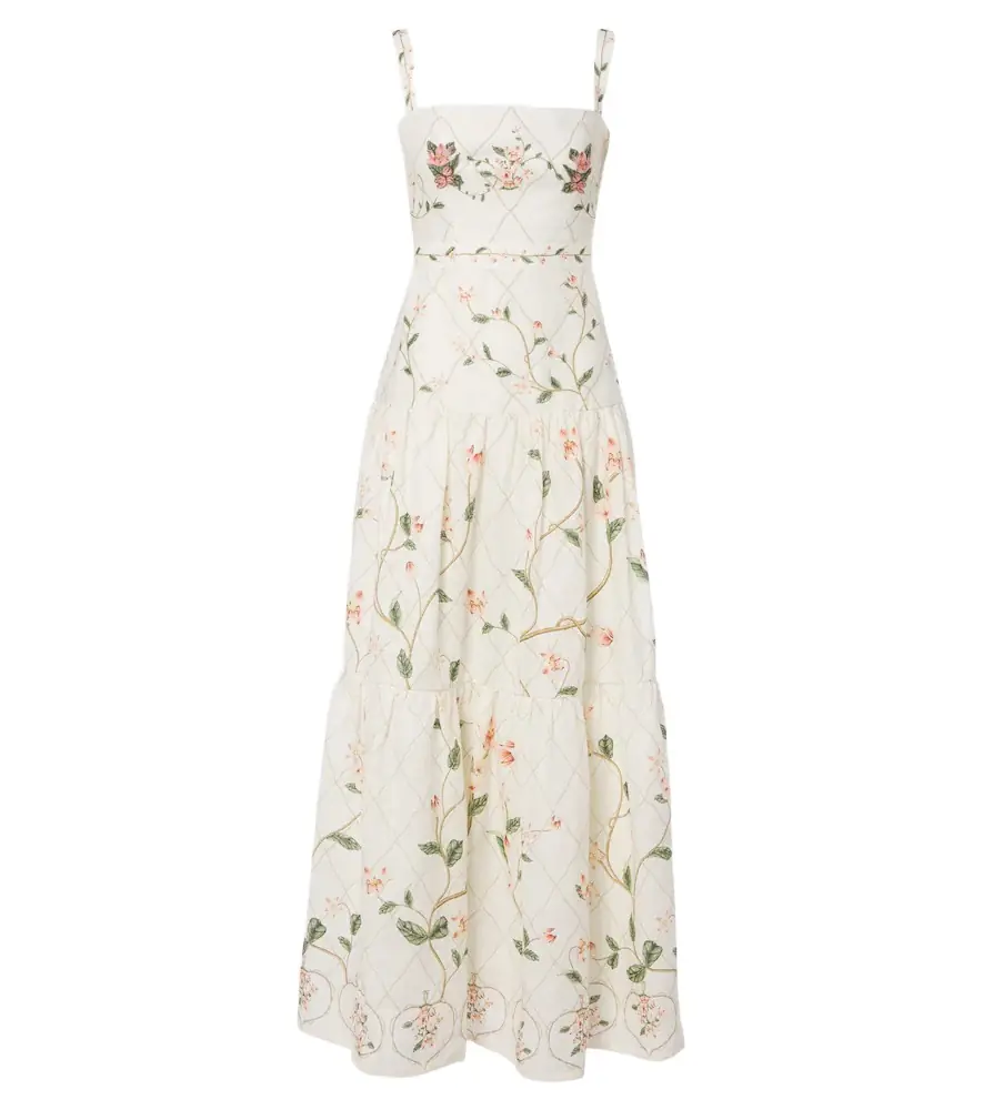 Agua by Agua Bendita Lima floral embroidered linen maxi dress | Image 1 Agua by Agua Bendita Lima floral embroidered linen maxi dress | Image 1