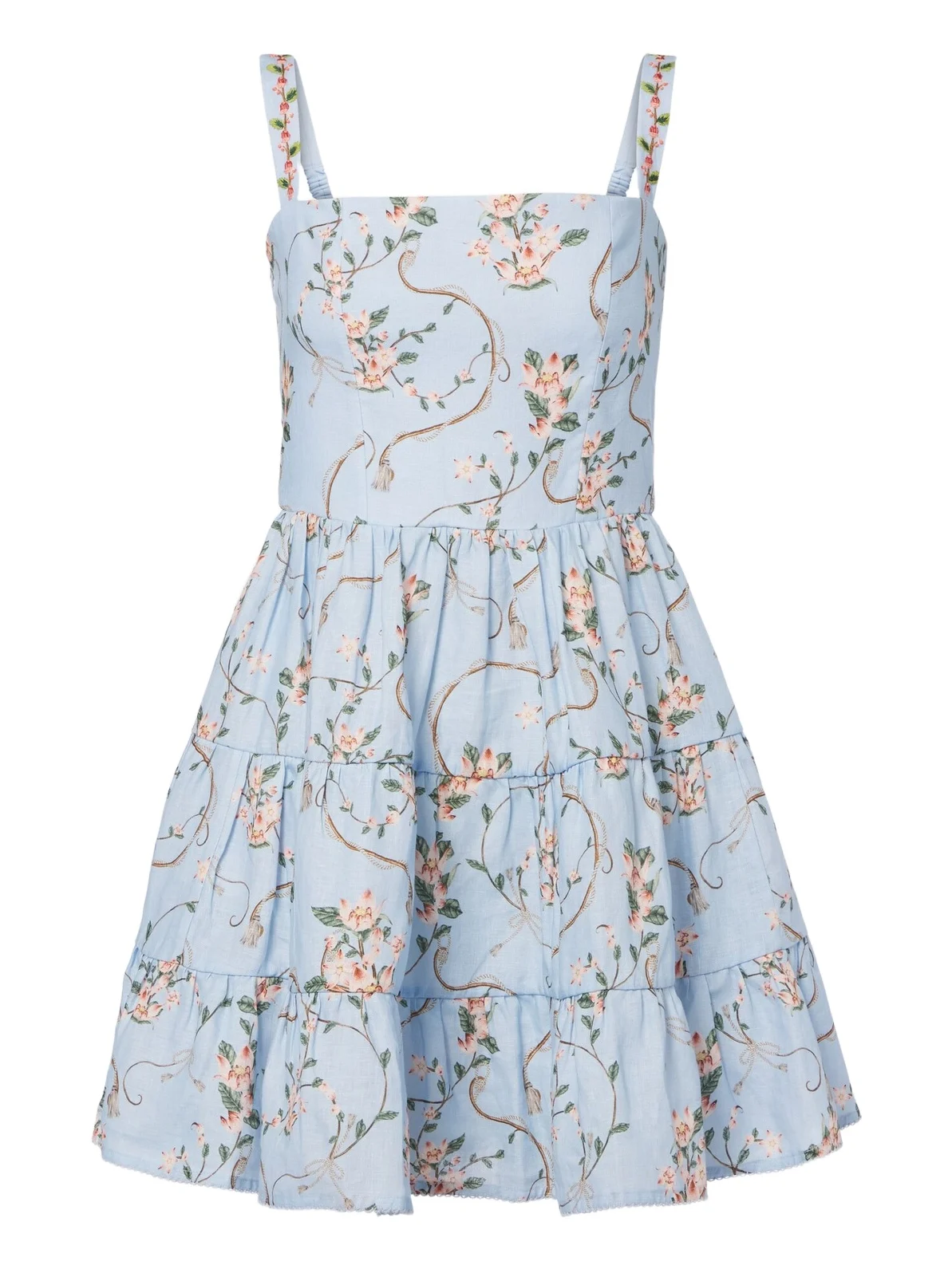 Lima floral tiered linen minidress