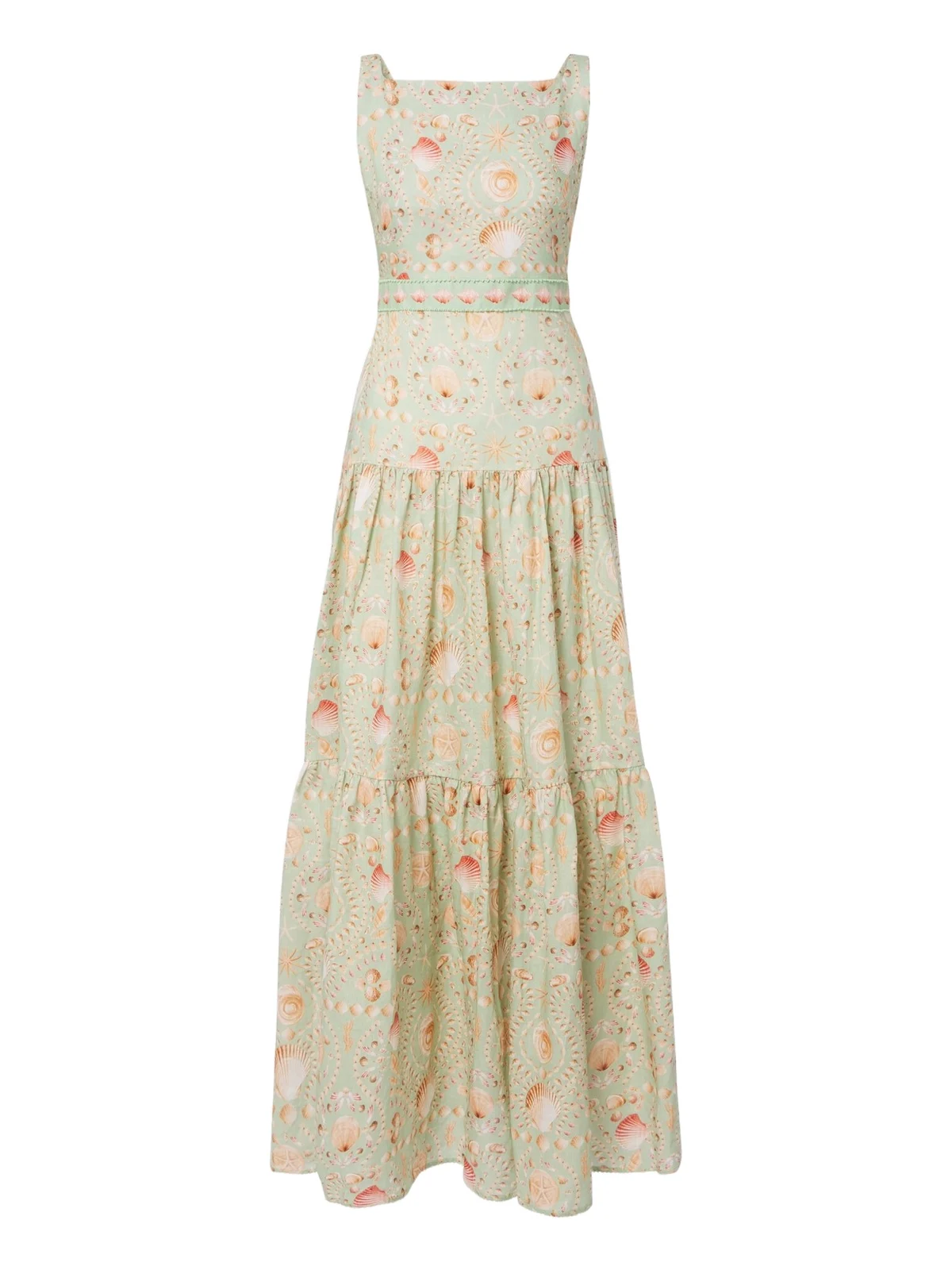 Agua by Agua Bendita Abeja printed tiered linen maxi dress