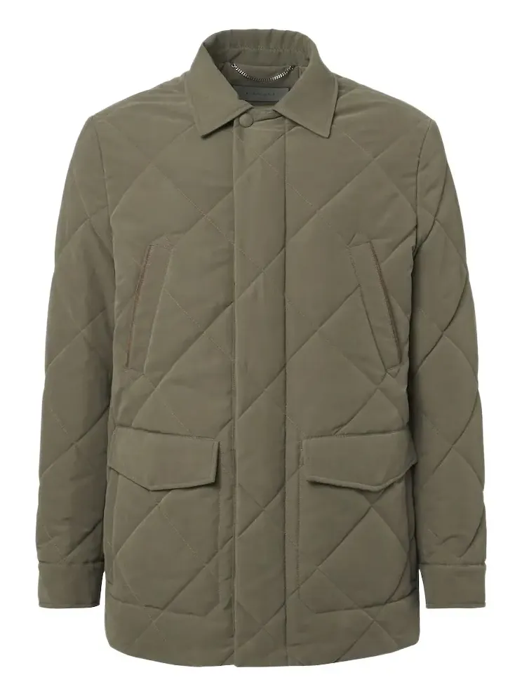 Canali Leather-trimmed quilted puffer jacket