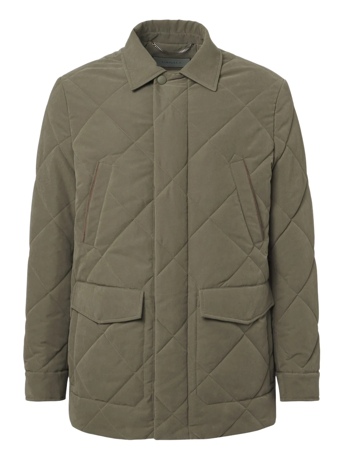 Canali Leather-trimmed quilted puffer jacket
