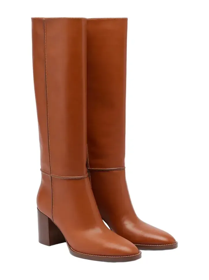 Leather knee-high boots
