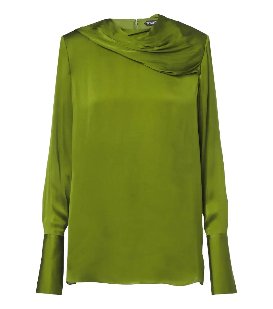 Draped silk satin top