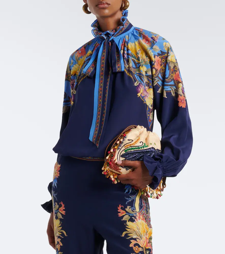 Etro Floral tie-neck silk habotai blouse | Thumbnail 3