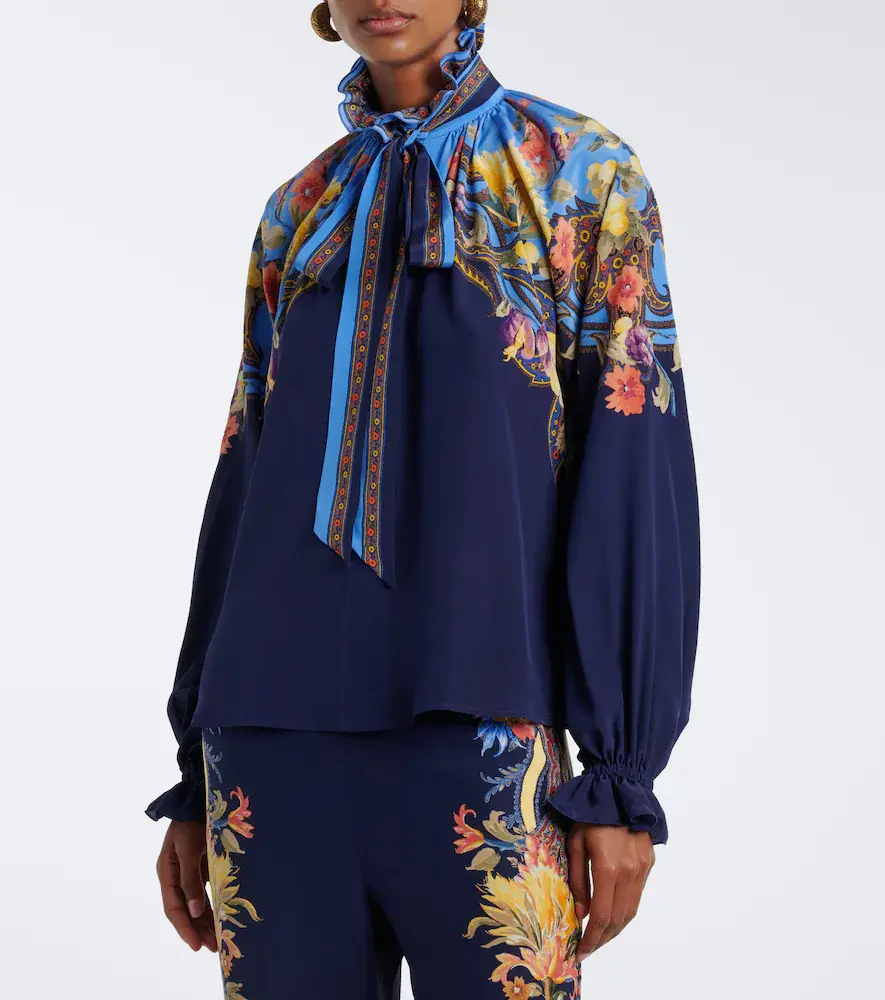 Etro Floral tie-neck silk habotai blouse | Thumbnail 5