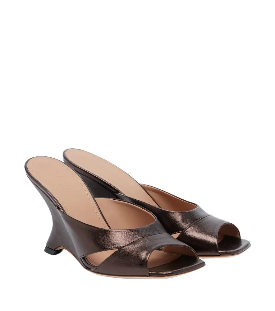 Malone Souliers Lourdes metallic leather wedge mules | Image 1 Malone Souliers Lourdes metallic leather wedge mules | Image 1