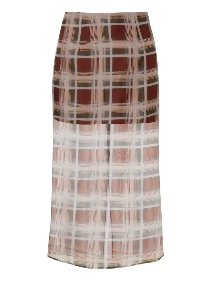 Check silk midi skirt Check silk midi skirt