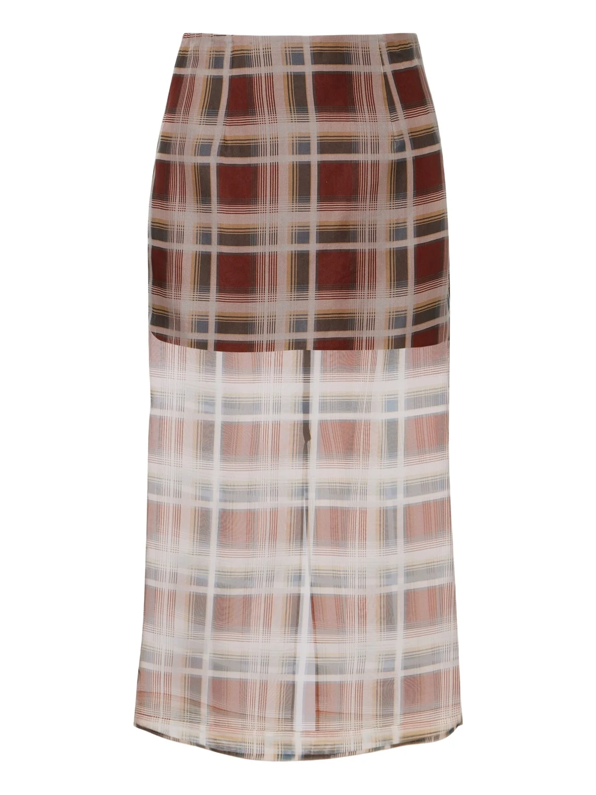 Check silk midi skirt