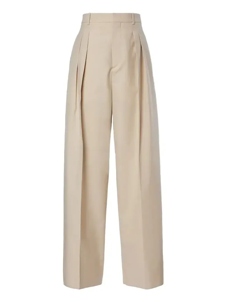Wool and cotton wide-leg pants
