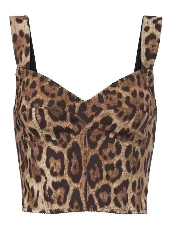Dolce & Gabbana Leopard-print cotton-blend bustier top