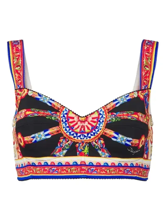 Dolce & Gabbana Carretto silk-blend charmeuse crop top