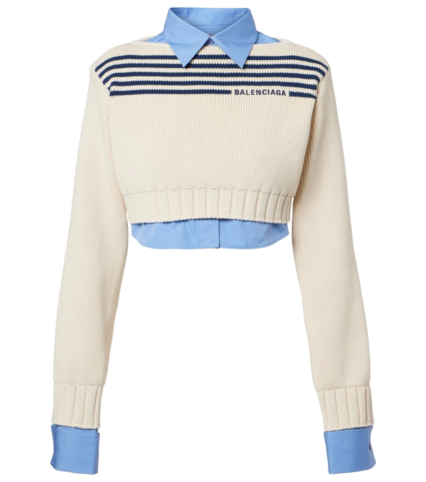 Layered striped cropped cotton sweater Layered striped cropped cotton sweater