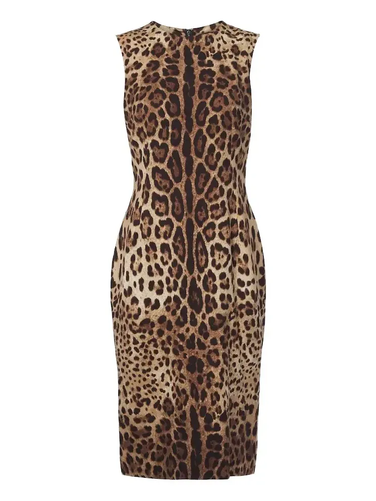 Leopard-print silk-blend charmeuse midi dress