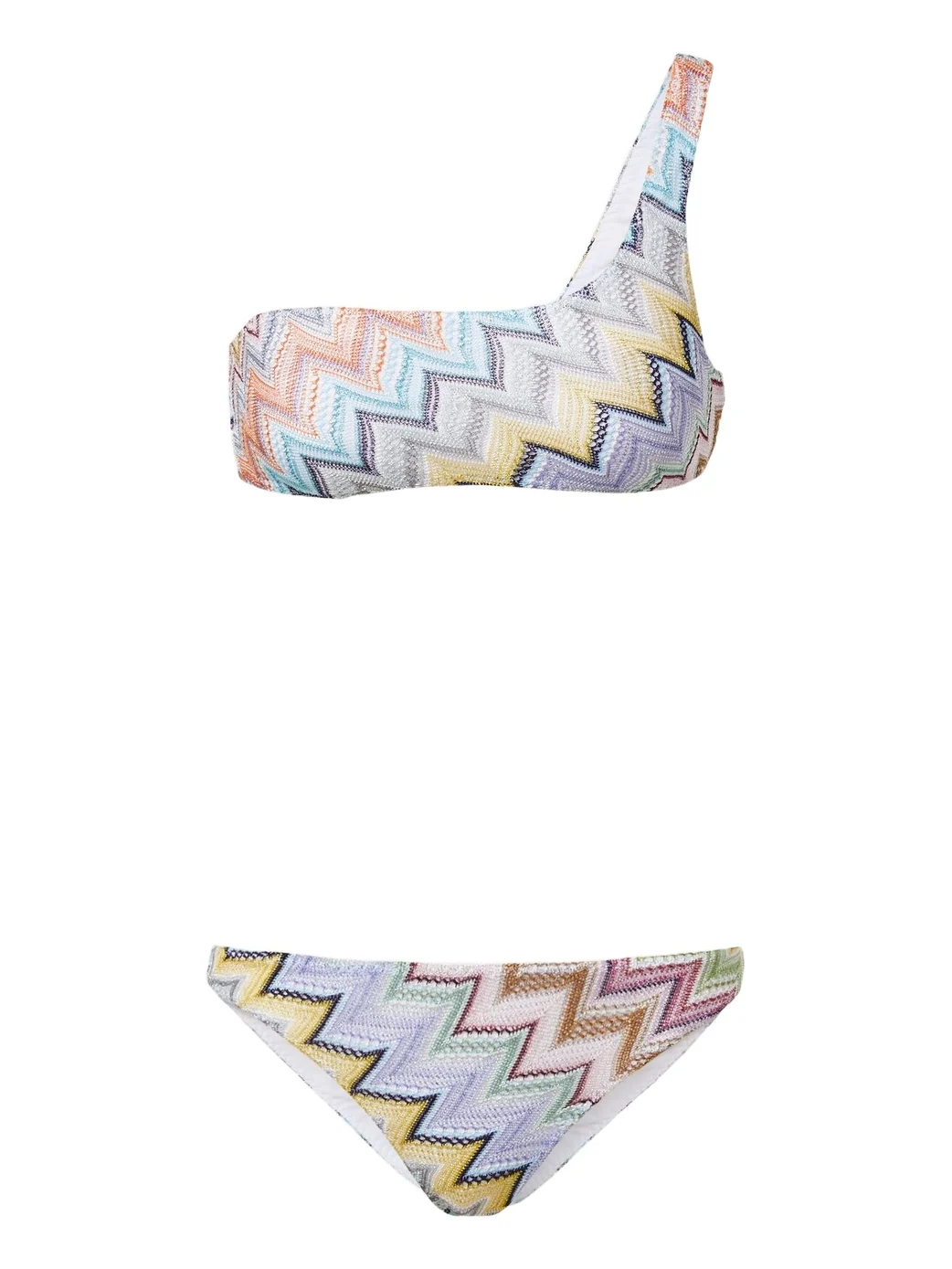 Missoni Zigzag one-shoulder lamé bikini