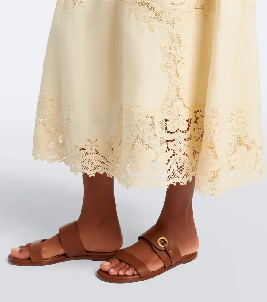 Ulla Johnson Fleur crochet-trimmed linen midi skirt | Thumbnail 4