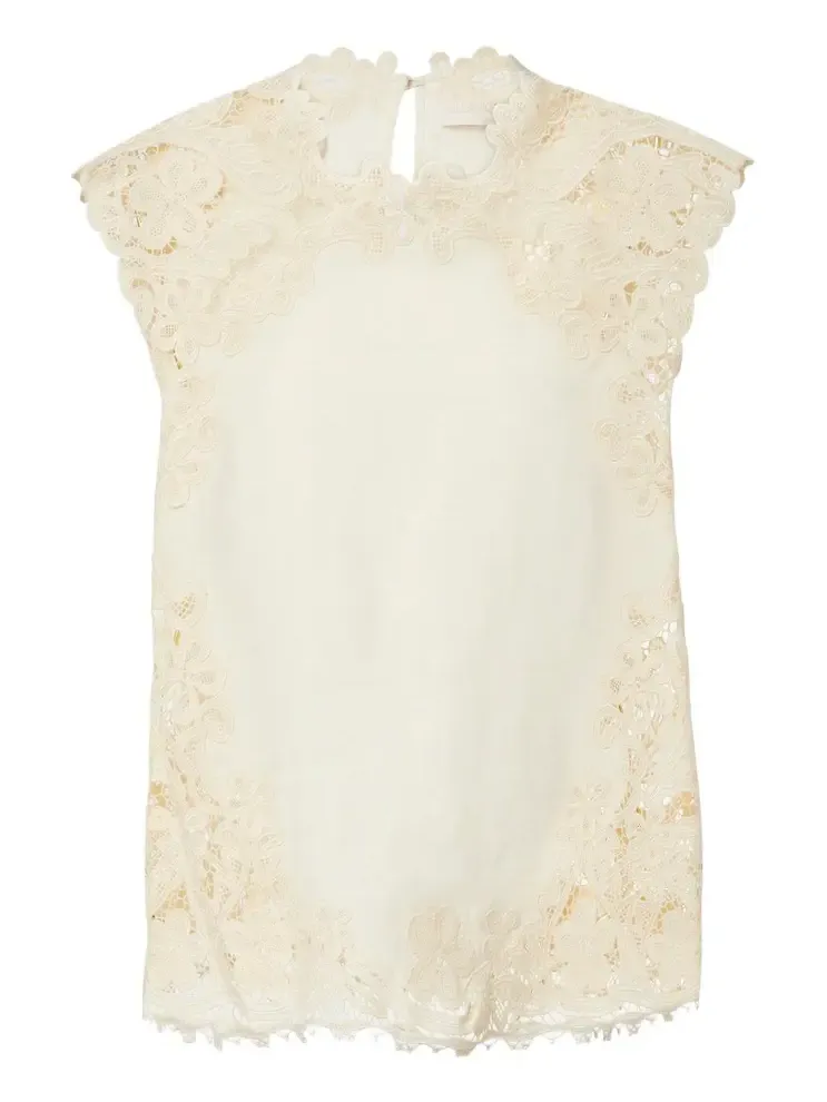 Amelie crochet-trimmed linen top