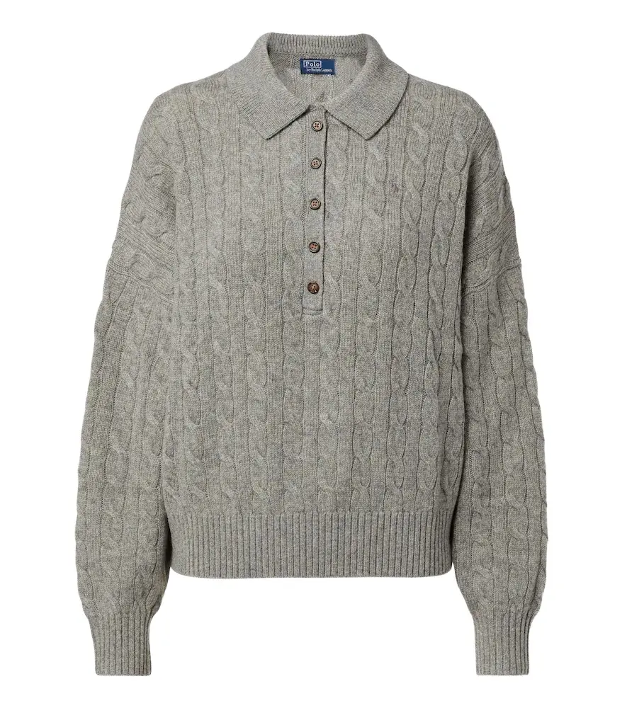 Polo Ralph Lauren Cable-knit wool and cashmere polo sweater