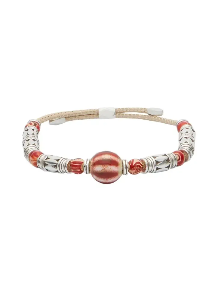 Janis beaded metal and leather bracelet Janis beaded metal and leather bracelet