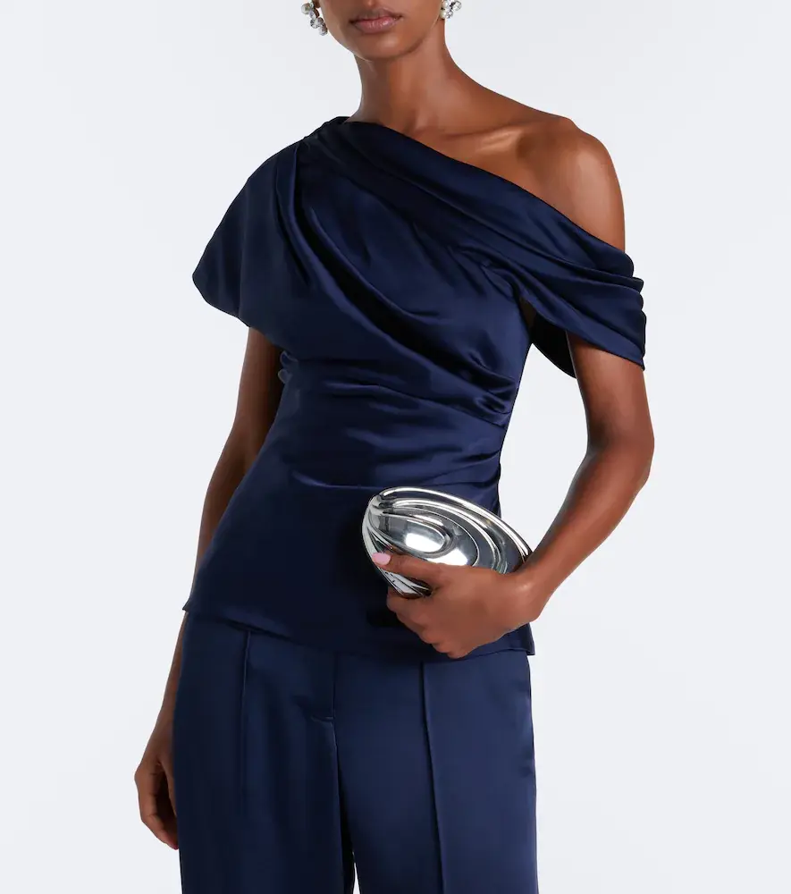 Simkhai Phoebe one-shoulder draped satin top | Thumbnail 2 Simkhai Phoebe one-shoulder draped satin top | Thumbnail 2