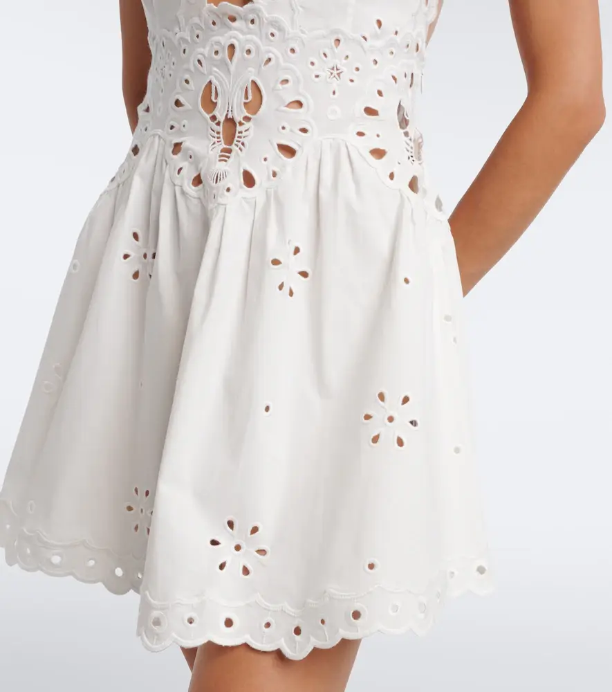 Retrofête Retrofête Broderie anglaise cotton-blend minidress | Thumbnail 4