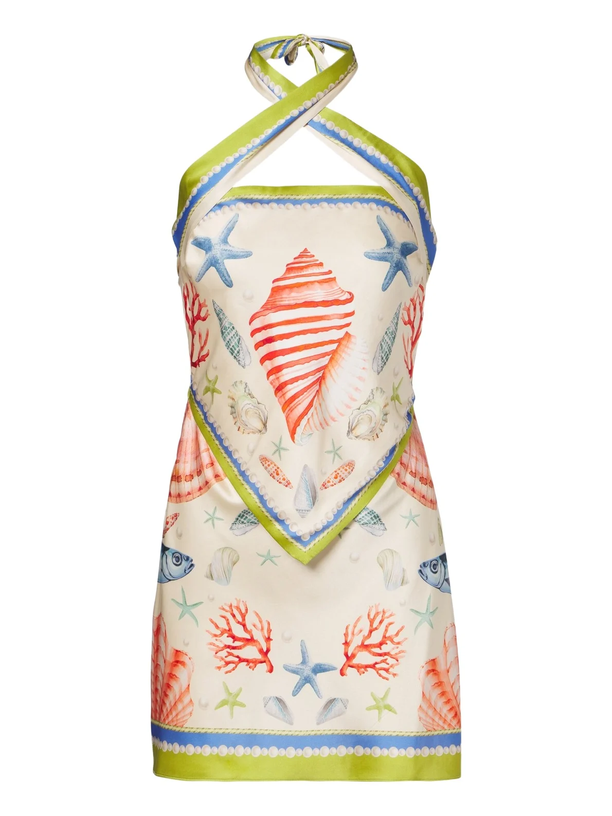 Retrofête Cable printed silk-blend halterneck dress