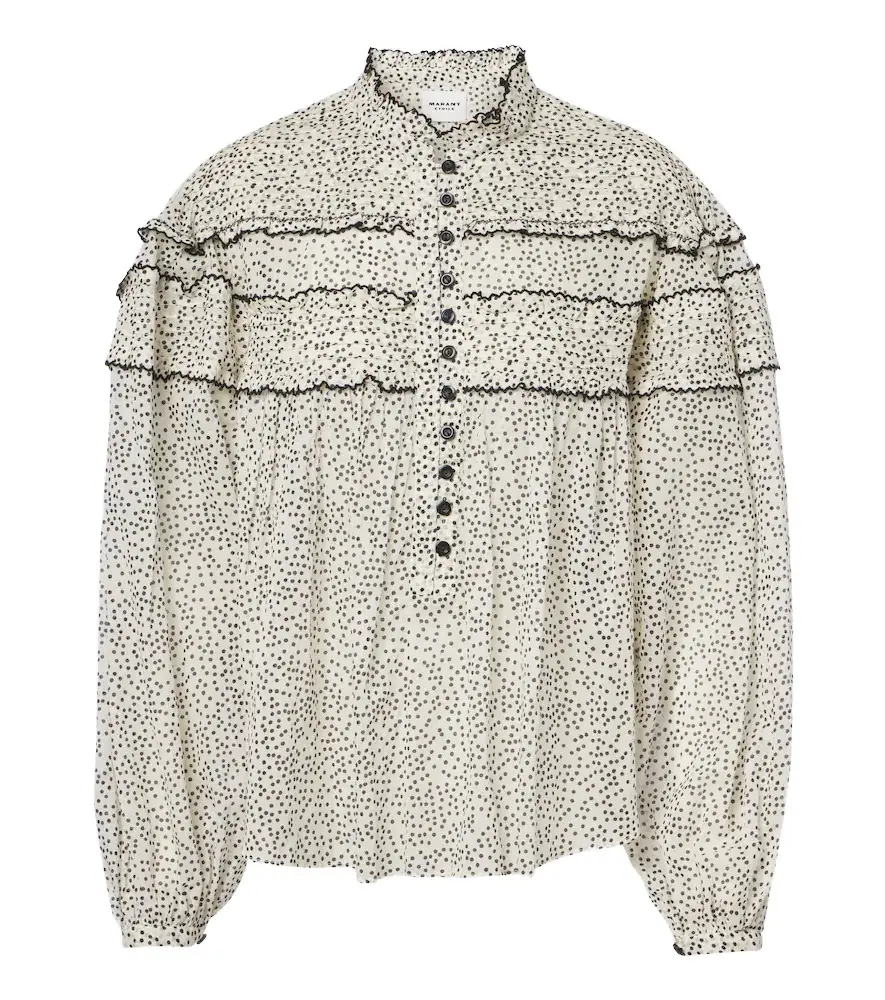 Marant Étoile Doane polka-dot cotton voile blouse