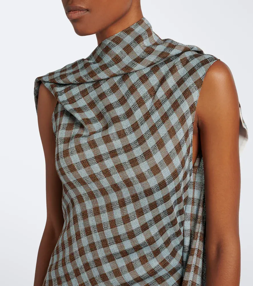 Loewe Gingham asymmetric crêpe midi dress | Thumbnail 3 Loewe Gingham asymmetric crêpe midi dress | Thumbnail 3