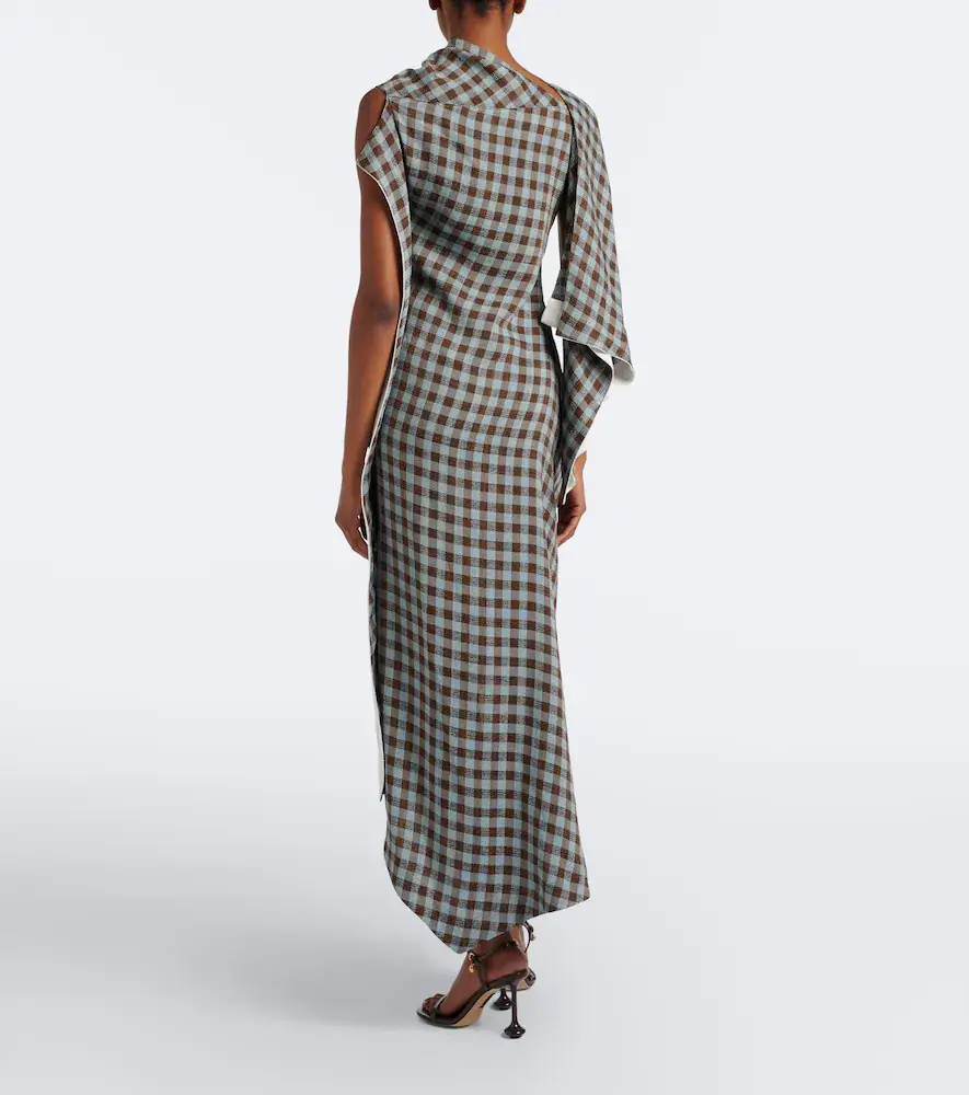 Loewe Gingham asymmetric crêpe midi dress | Thumbnail 7 Loewe Gingham asymmetric crêpe midi dress | Thumbnail 7