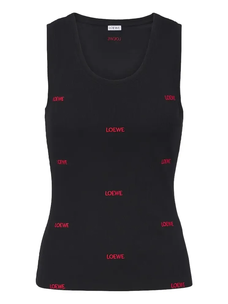 Logo ribbed-knit cotton-blend jersey tank top Logo ribbed-knit cotton-blend jersey tank top