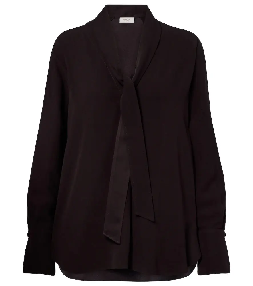 AGNONA Tie-neck jersey blouse