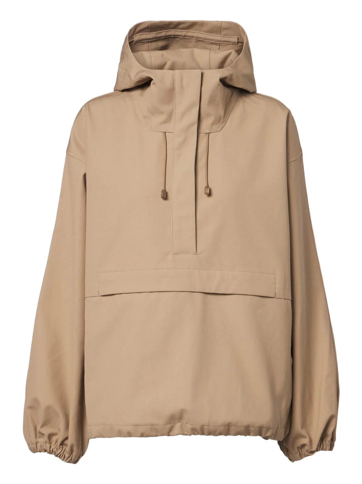 Hooded oversized cotton half-zip jacket