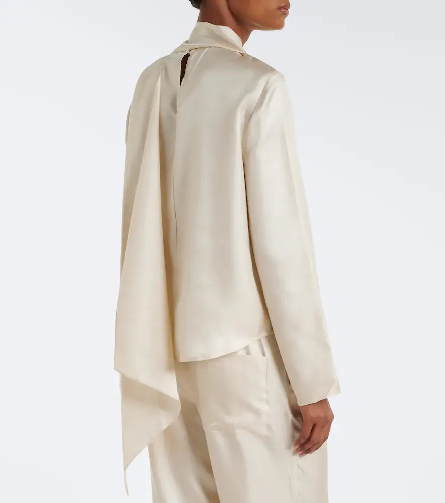 Loulou de Saison Gala draped scarf-detail silk twill top | Thumbnail 2 Loulou de Saison Gala draped scarf-detail silk twill top | Thumbnail 2