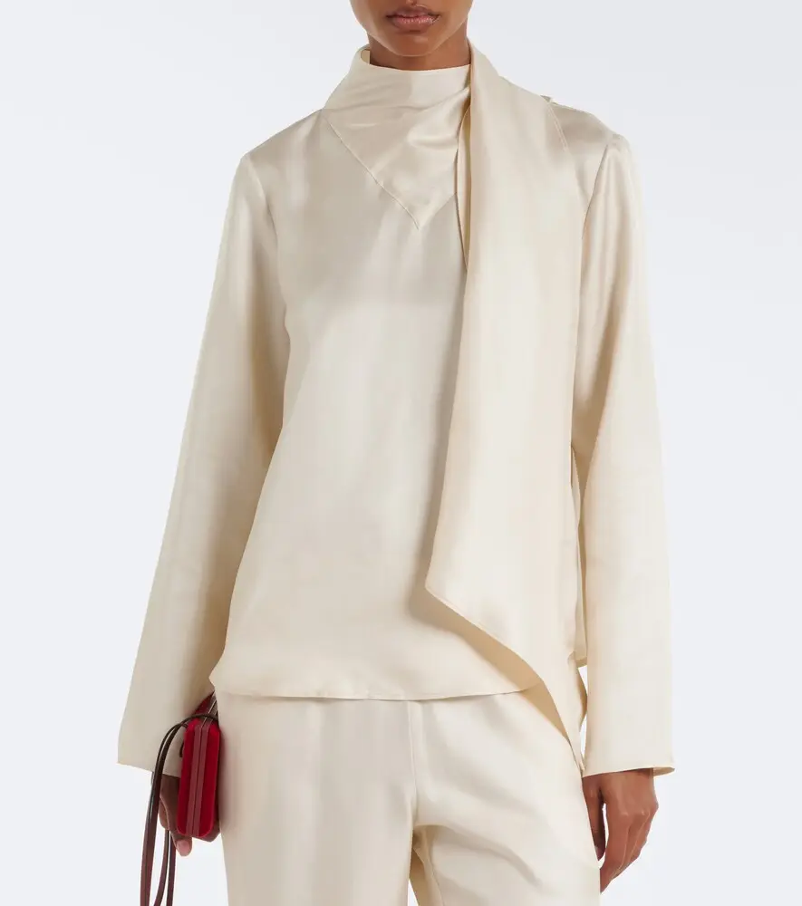 Loulou de Saison Gala draped scarf-detail silk twill top | Thumbnail 3 Loulou de Saison Gala draped scarf-detail silk twill top | Thumbnail 3