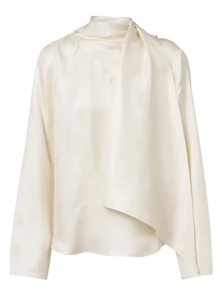 Gala draped scarf-detail silk twill top