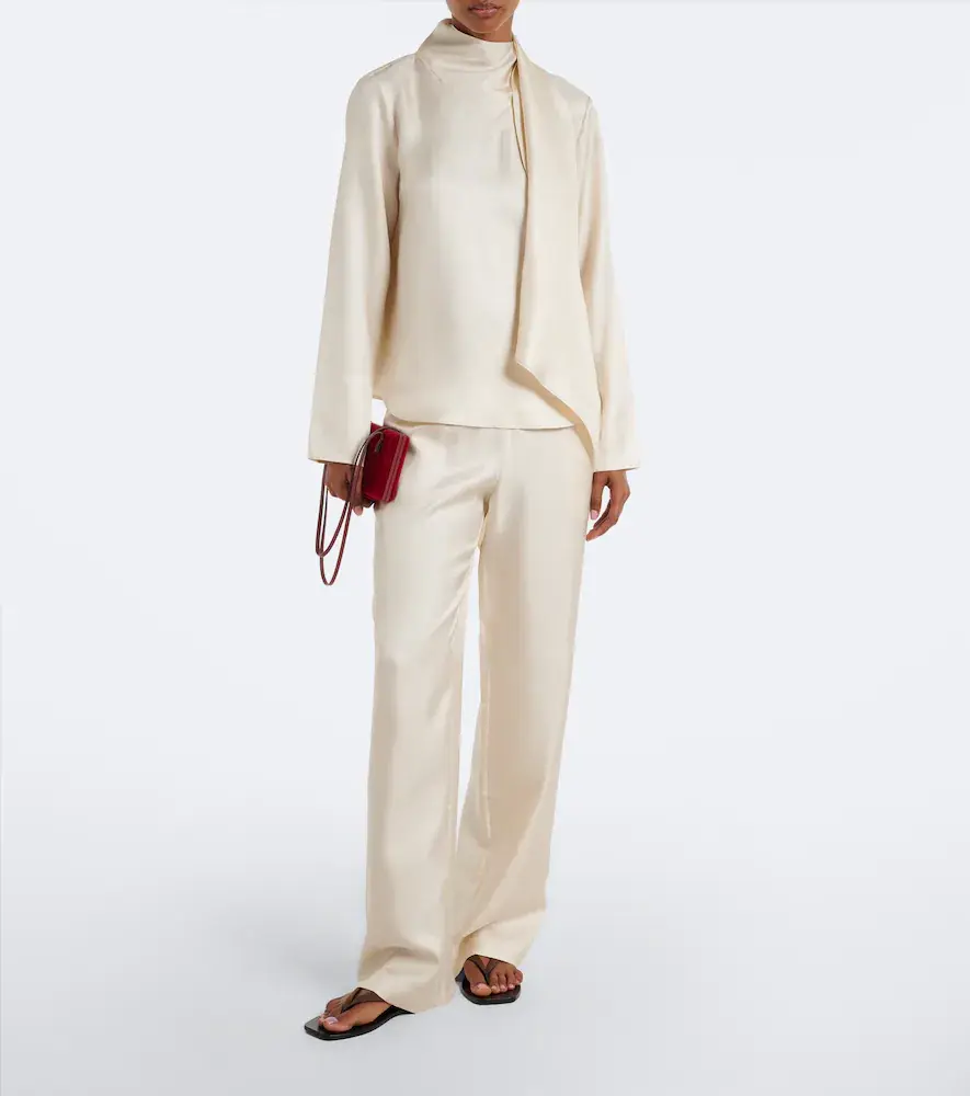 Loulou de Saison Alera silk twill wide-leg pants | Thumbnail 3 Loulou de Saison Alera silk twill wide-leg pants | Thumbnail 3