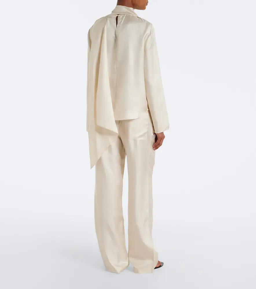 Loulou de Saison Alera silk twill wide-leg pants | Thumbnail 4 Loulou de Saison Alera silk twill wide-leg pants | Thumbnail 4