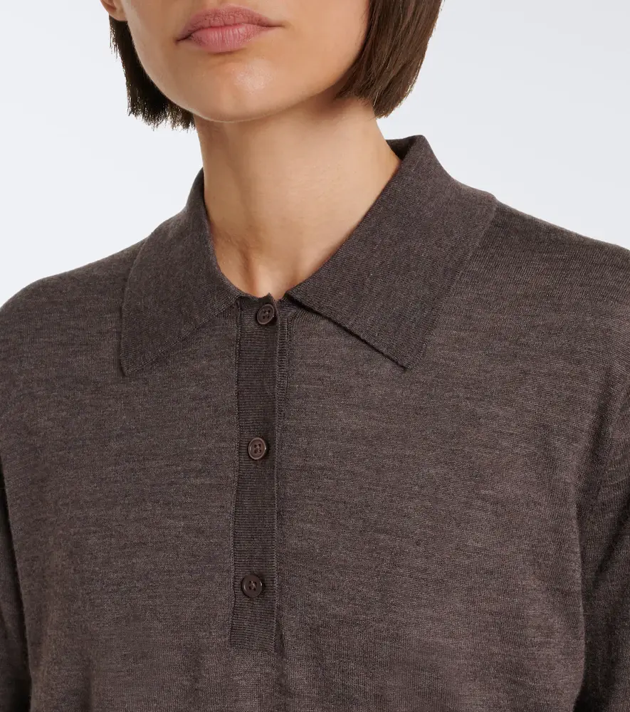 Loulou de Saison Miles cashmere polo sweater | Thumbnail 2 Loulou de Saison Miles cashmere polo sweater | Thumbnail 2