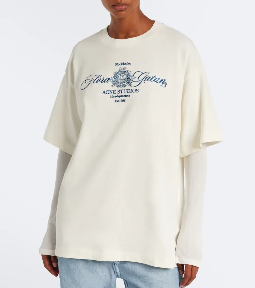Acne Studios Layered embroidered cotton jersey T-shirt | Thumbnail 7 Acne Studios Layered embroidered cotton jersey T-shirt | Thumbnail 7