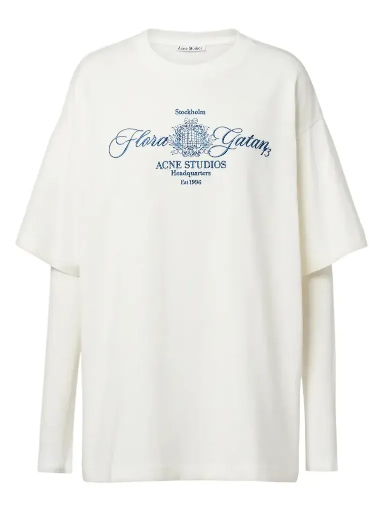 Layered embroidered cotton jersey T-shirt Layered embroidered cotton jersey T-shirt