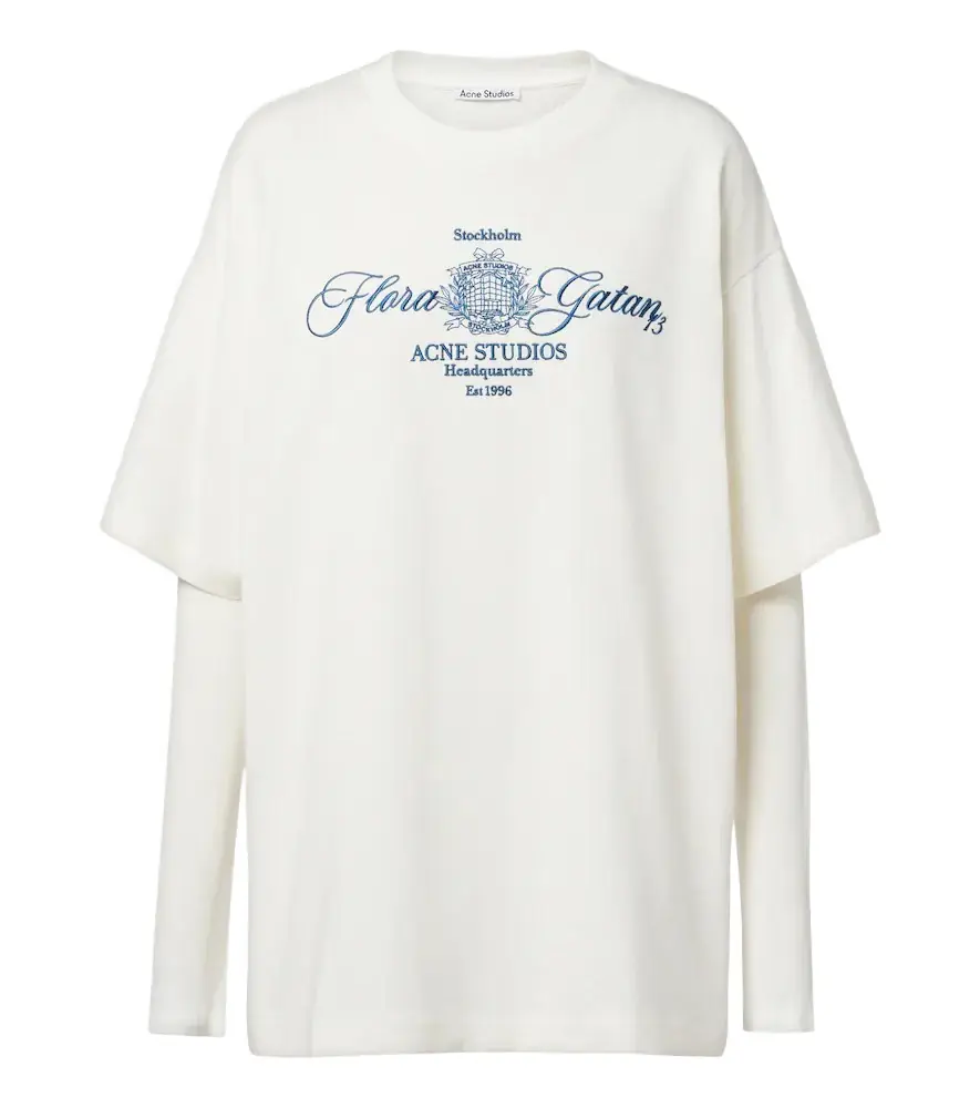 Acne Studios Layered embroidered cotton jersey T-shirt | Image 1 Acne Studios Layered embroidered cotton jersey T-shirt | Image 1